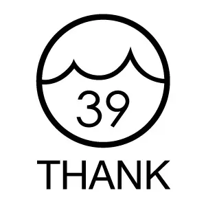 円の中に波線と39の数字が描かれ、その下にTHANKの文字が配置されたロゴマーク